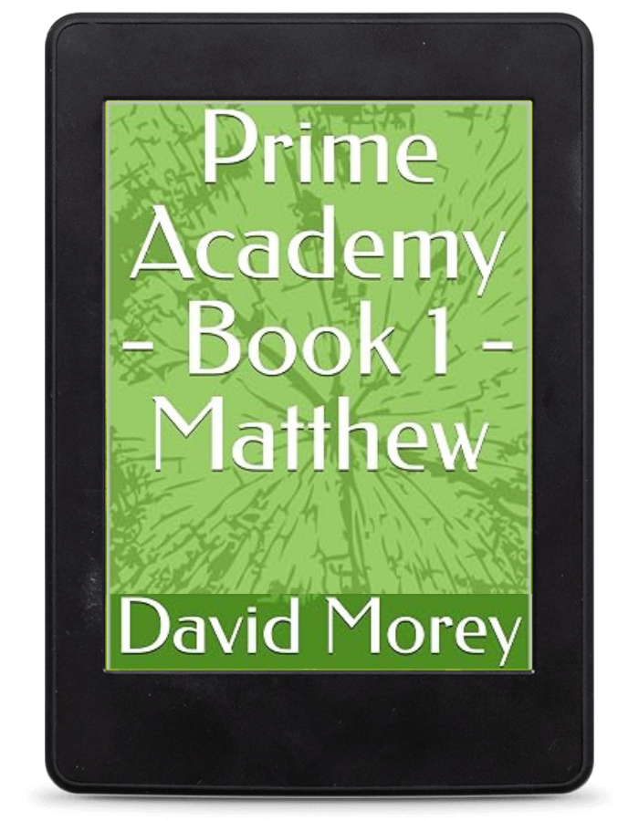 Image of the book "Prime Academy - Book 1 - Matthew" by David Morey on a kindle e-reader.